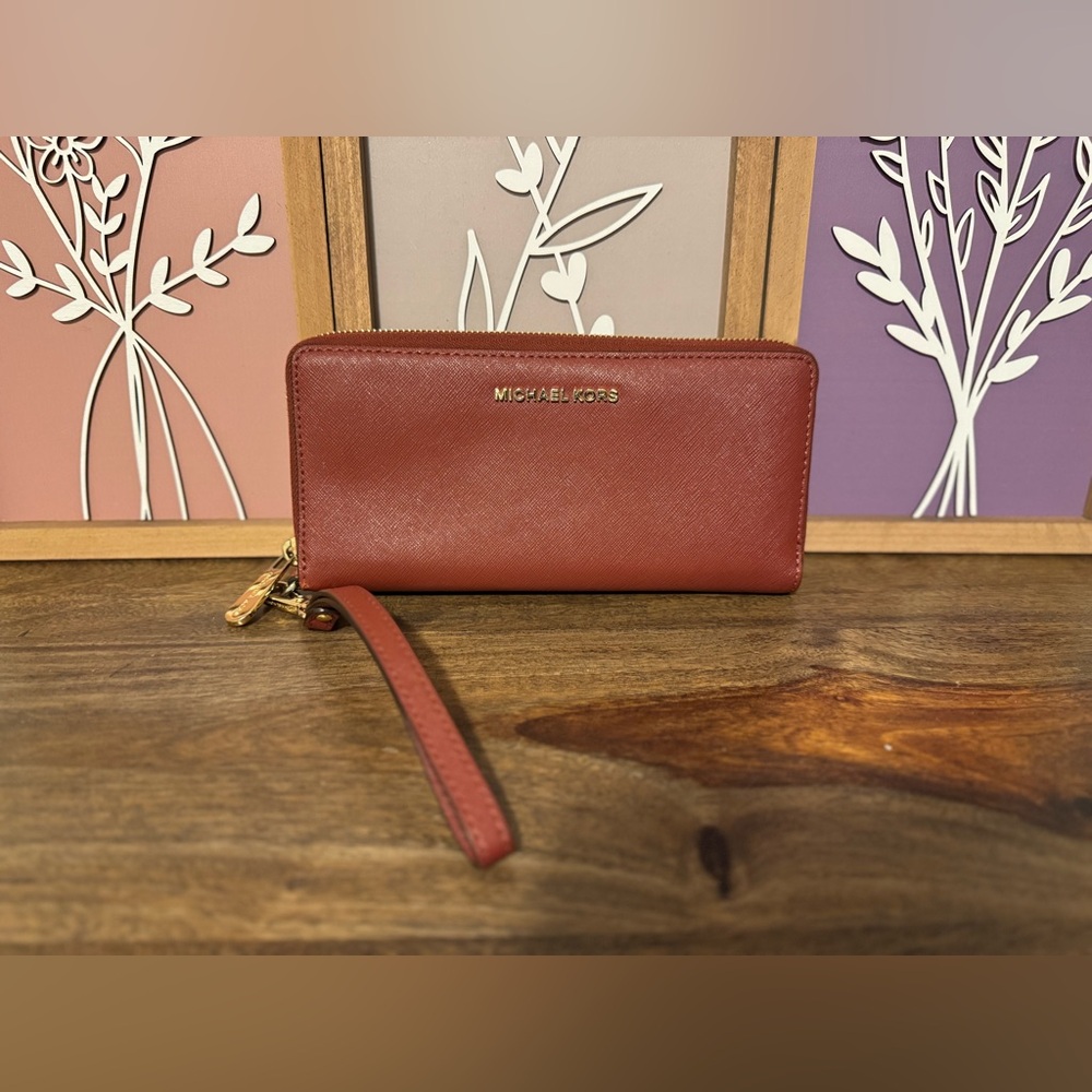 Michael Kors Brick Red Wristlet Wallet